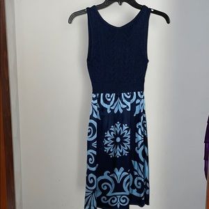 Blue sweater top Bebe dress Like New